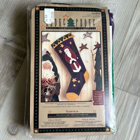 NIB Vintage 90’s Hodge Podge Quilt Felt Applique Santa Christmas Stocking Kit - Picture 1 of 3